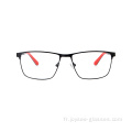 En stock unisexe élégant dernier rectangle Frames optiques en métal léger des lunettes optiques